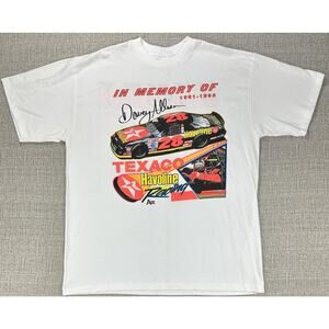 Vintage Davey Allison Shirt Sz XL Neon Texaco Havoline NASCAR In Memory 90s
